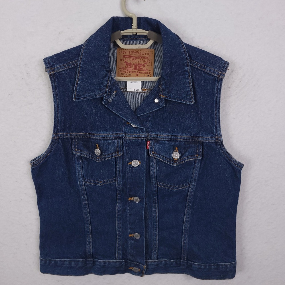 Levi's Denim Vest Womens Medium Blue Vintage Made in USA 77754-0289 Trucker